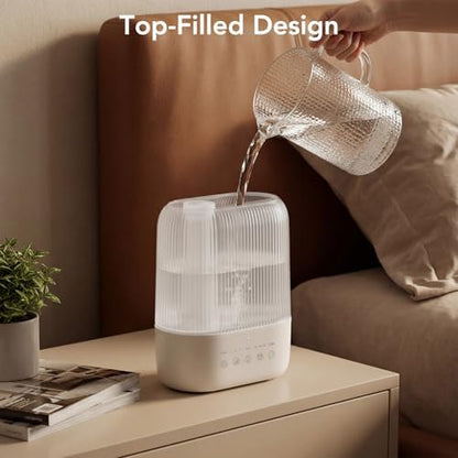 Electactic 3L Top Fill Humidifier, Essential Oil Diffuser & Cool Mist Humidifiers, Smart Humidity Control, Quiet Ultrasonic, 360° Nozzle, 7-Color Light for Bedroom, Home Office
