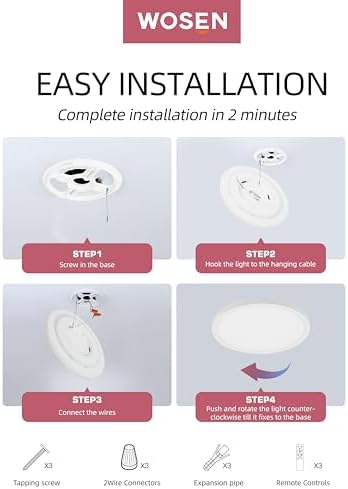 2 Pack 12 Inch Smart Ceiling Light Fixture, RGB LED Flush Mount Ceiling Light with Night Light, 24W 2400LM Ultra-Slim Ceiling Light with Remote, 16 Million DIY Colors, Works with Alexa/Google Home