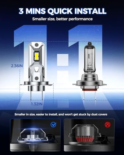 Marsauto - H7 Halogen Headlight Bulb - High-Performance Car Headlight - Halogen Light with No Glare - for Automotive - 2 Bulbs