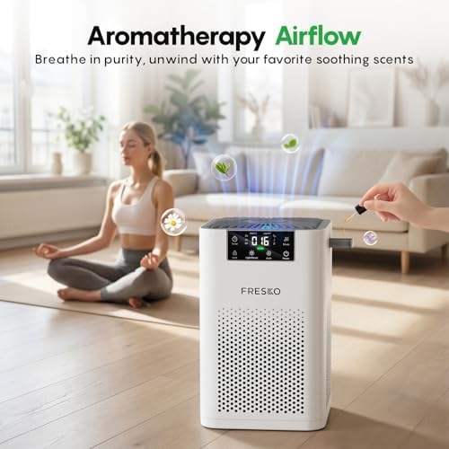 FRESKO Small Air Purifier for Bedroom, Sleep Mode, Aromatherapy