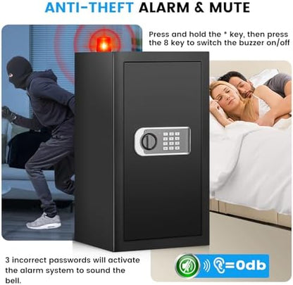 23.6" Tall Large Home Safe, 4.6 Cuft Safe Box with Fireproof Waterproof Bag