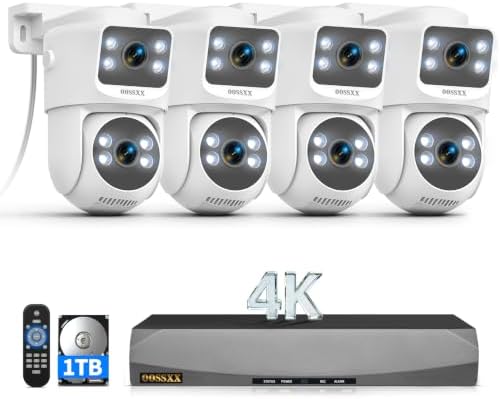 OOSSXX 4K PoE Security Camera Surveillance System, 4Cameras 1TB HDD