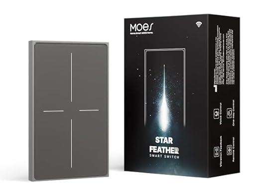 MOES Full Touch Smart Switch, SF(Star Feather 2026 Version) Wall Light Switch, Neutral Wire Required, Anti-Glare Panel, 2.4GHz WiFi Work with Smart Life/Tuya App, Alexa and Google Home, Grey 4 Gang