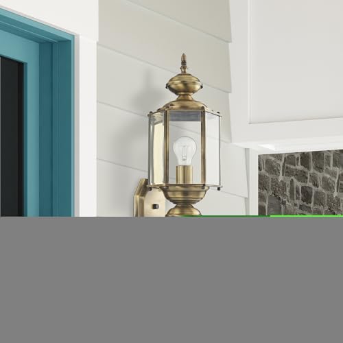 Livex Lighting 2006-01 Outdoor Wall Lantern, Antique Brass