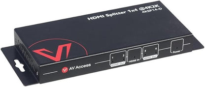 4K HDMI Splitter 1 in 4 Out 1080p 3D, PCM7.1, Dolby TrueHD, DTS-HD Master Audio, Auto EDID, Threaded Power Supply, with Built-in ESD Protection (One Input Four Output) AV Access HDMI Distributor 1x4