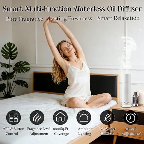 Waterless Essential Oil Diffuser, Scent Air Machine for Home with Hotel Scent Oil, Covers Up to 1000 Sq.Ft, Adjustable Mist & Timer, Hotel and Commercial Use