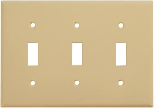 ENERLITES Toggle Light Switch Wall Plate, Gloss Finish, Midway Size 3-Gang 4.88" x 6.77", Unbreakable Polycarbonate Thermoplastic, UL Listed, 8813M-I, Ivory