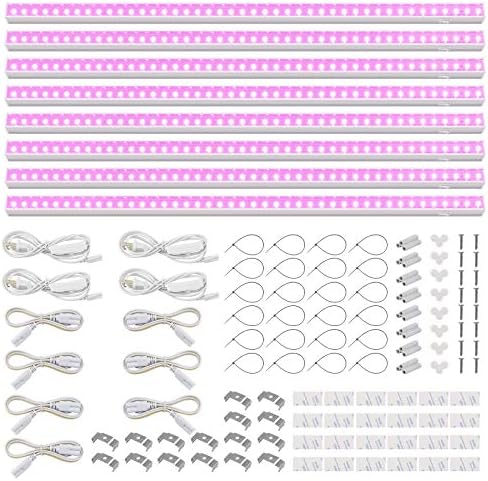 Barrina T5 Grow Lights for Indoor Growth, 4FT Plant Lights, Pink, 8 Packs