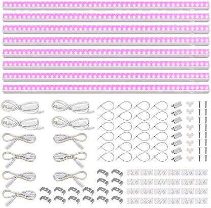 Barrina T5 Grow Lights for Indoor Growth, 4FT Plant Lights, Pink, 8 Packs