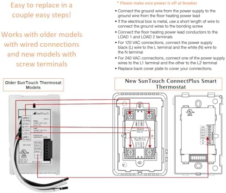 SunTouch CONNECTPLUS Floor Heating WiFi + Voice Programmable Touchscreen Thermostat + Floor Sensor, Alexa and Google Home Compatible120V/240V