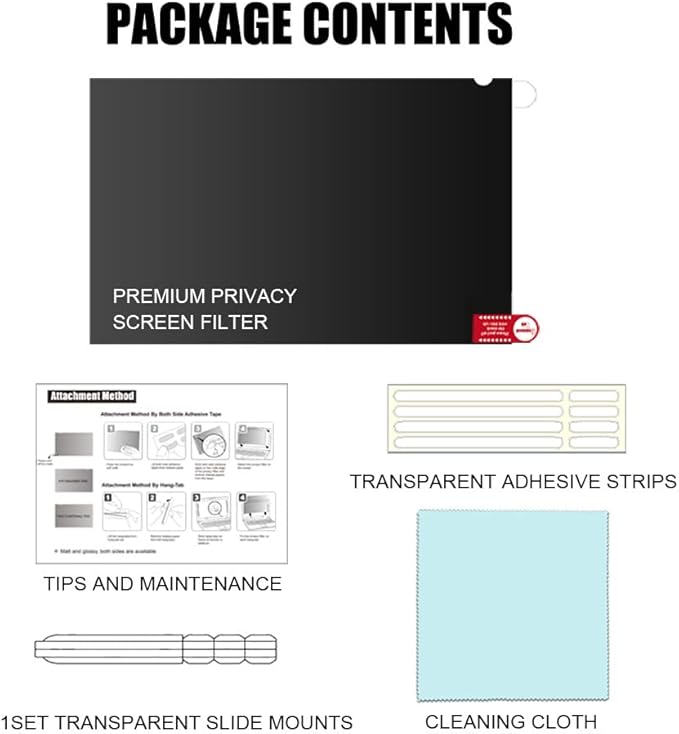 23.6 Inch - 16:9 Aspect Ratio - Computer Privacy Screen Filter for Widescreen Monitor - Anti-Glare - Anti-Scratch Protector Film - Protects Your Eyes from Harmful Glare and Blue Light