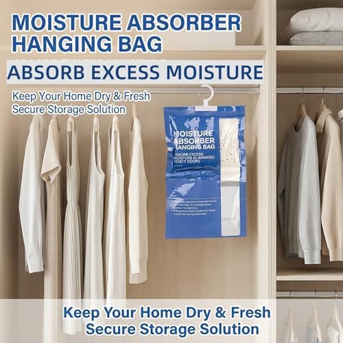 RAINFLOW Dehumidifier Bags - Hanging Moisture Absorber Bag for Closets 4pc