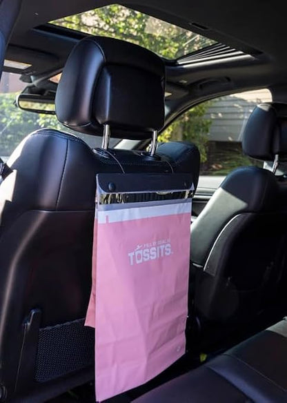 Tossits Hanging Car Trash & Garbage Bags, Disposable, Pink 21 Count