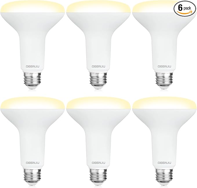 DEGNJU 6 Pack BR30 LED Recessed Light Bulb, Dimmable Indoor Flood Light Bulbs CRI80 7W Equivalent 65W 2700K Soft White 650 Lumens, 15000 Lifetime Hours E26 Base LED Can Light Bulb, Flicker-Free