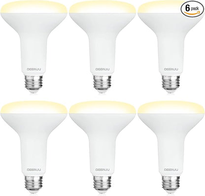 DEGNJU 6 Pack BR30 LED Recessed Light Bulb, Dimmable Indoor Flood Light Bulbs CRI80 7W Equivalent 65W 2700K Soft White 650 Lumens, 15000 Lifetime Hours E26 Base LED Can Light Bulb, Flicker-Free