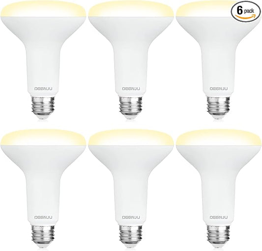 DEGNJU 6 Pack BR30 LED Recessed Light Bulb, Dimmable Indoor Flood Light Bulbs CRI80 7W Equivalent 65W 2700K Soft White 650 Lumens, 15000 Lifetime Hours E26 Base LED Can Light Bulb, Flicker-Free