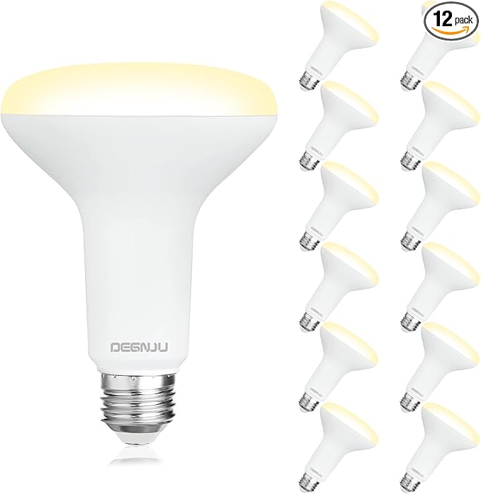 DEGNJU 12 Pack Indoor Flood Light Bulbs, BR30 LED Bulb 7W Equivalent 65W, Dimmable Recessed Light Bulbs, 650LM 2700K Soft White 15000 Lifetime LED Can Light Bulb, Interior Home E26 Base