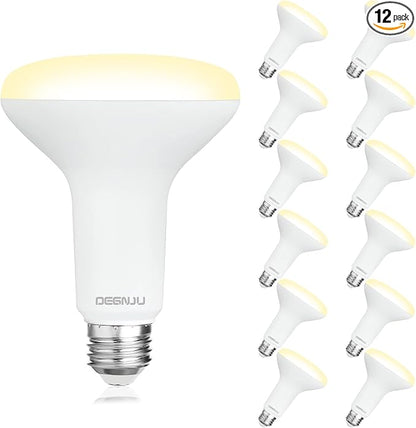 DEGNJU 12 Pack Indoor Flood Light Bulbs, BR30 LED Bulb 7W Equivalent 65W, Dimmable Recessed Light Bulbs, 650LM 2700K Soft White 15000 Lifetime LED Can Light Bulb, Interior Home E26 Base