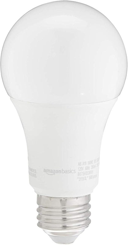 Amazon Basics A19 LED Light Bulbs, 100W Equivalent, Daylight White 5000K, Energy Efficient 15W, Non-Dimmable, 10,000 Hour Lifetime, 2-Pack