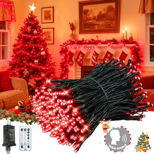BHCLIGHT Voice Control 88 Ft 240 LED Smart String Lights with Remote, Red