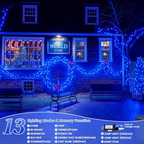 200 LED Connectable String Lights, 66FT Christmas Lights Outdoor Indoor