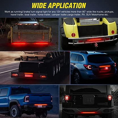 Nilight 16" Trailer Light 12 LED Red Running Brake Sequential Signal Lights