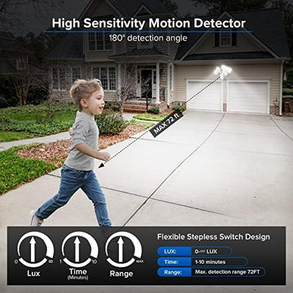 SANSI 27W 2700LM LED Motion Sensor Outdoor Flood Light, 5000K IP65, White