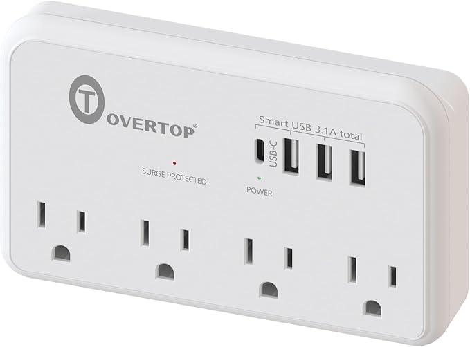 Overtop Wall Outlet Extender,Multi Plug Surge Protector,1800J