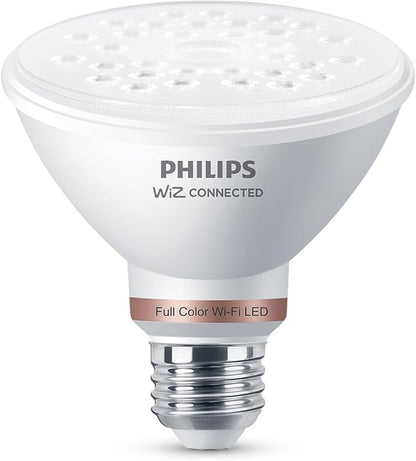Philips Smart 75W PAR30 Color LED Light Bulb 4 Pack - Connects to Your Wi-Fi - E26 Smart Bulb - Control with Voice or App - Powered by WiZ Connected