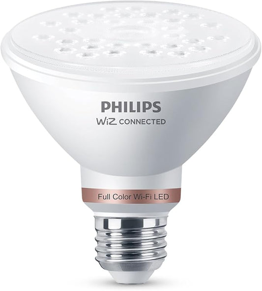 Philips Smart 75W PAR30 Color LED Light Bulb 4 Pack - Connects to Your Wi-Fi - E26 Smart Bulb - Control with Voice or App - Powered by WiZ Connected