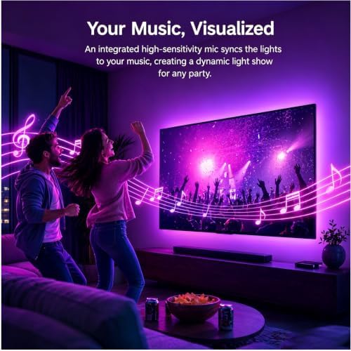 LED Lights for TV,RGB TV Backlight Behind,16.4ft LED Lights for 45-75 Inch TVs,Music Sync Bluetooth APP & Remote Control USB Powered Strip Lights for Bedroom Xmas Home Décor