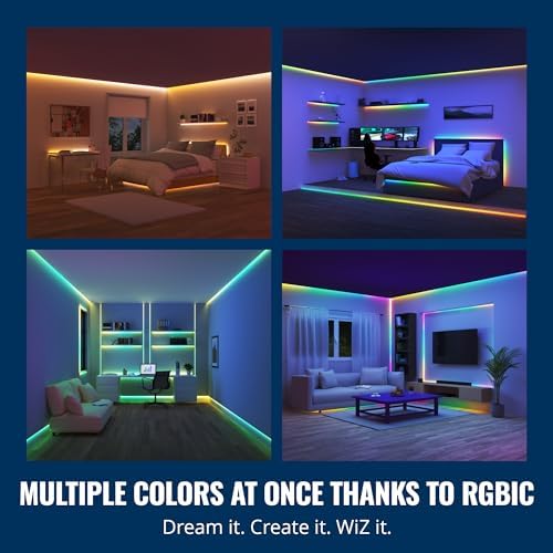 WiZ Connected 32.8 ft LED Light Strip For Your Smart Home - Flowing Multicolor LED, Color-Changing, Cuttable - Voice/App Control - Works with Google Home, Alexa & HomeKit