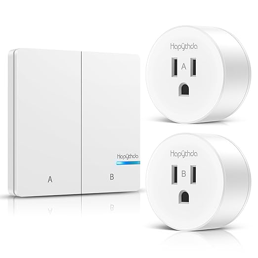 Remote Control Outlet Plug, 15A/1500W Wireless Light Switch for Lights, Fans, Projectors, Kitchen Appliances, 500 Feet RF Range Remote Light Swich Wireless, 2 Outlets & 1 Remote