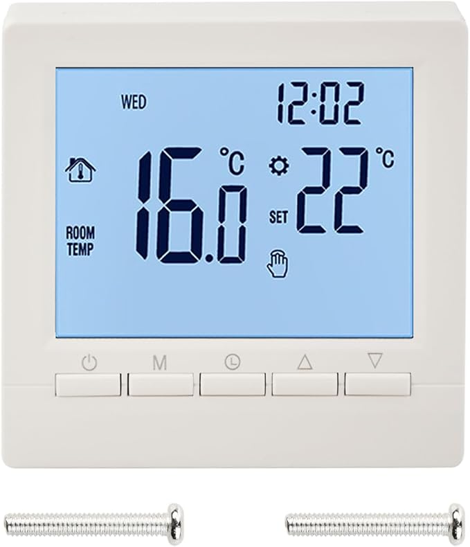 Flylin Week Programmable Thermostat, Digital LCD Display 0-95