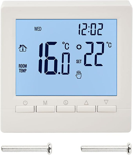 Flylin Week Programmable Thermostat, Digital LCD Display 0-95