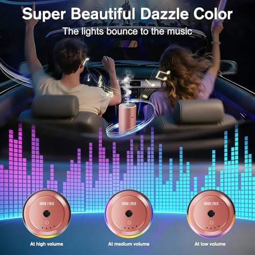 Car Air Freshener for Women, Vanilla Cream Scent Pink Smart Car Air Fresheners with 100ml Essential Oil Car Fragrance Accessories, 5 Adjustable Car Aroma Diffuser, RGB Music Syncing Light, Auto On/Off
