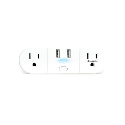 Emerson SmartVoice 4-in-1 Dual Wall Plug, Offline 30+ Voice Control Commands, No APP, No WiFi, No Setup, Smart Outlet w/ 2 AC Outlets, 2 USB-A Ports, Sleep & Wake Timer, ETL Listed