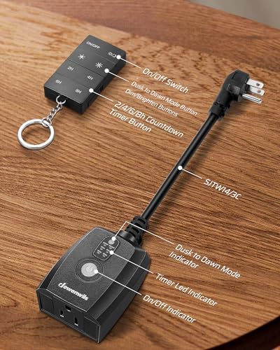 DEWENWILS Dusk to Dawn Outdoor Dimmer Plug with Timer for String Lights