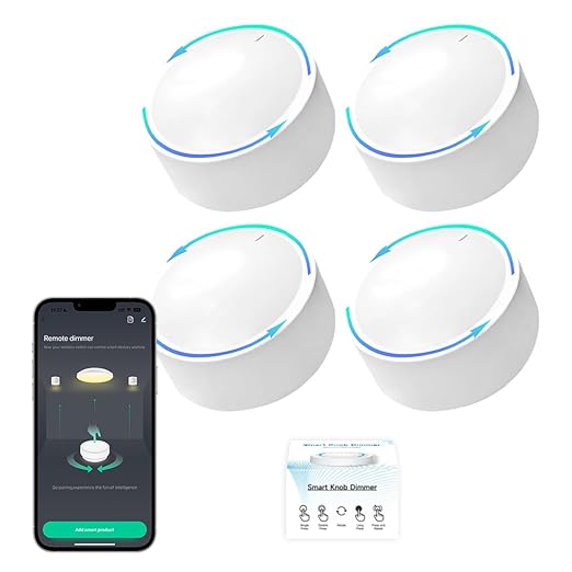 ZigBee Smart Knob Switch Wireless Scene Button Rotatable Dimmer Switch,Need Zigbee Hub,Light Automation Scenario Remote Panel (4)