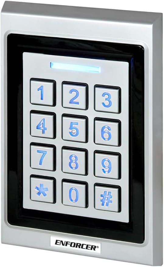 Seco-Larm SK-B141-PQ Pack of 2 Bluetooth Access Controllers; Single-Gang; Keypad, Proximity Card, or App; Tamper Alarm Output; Weatherproof (IP65); Wrong-Code Lockout; Hold Open; Multiple User Types