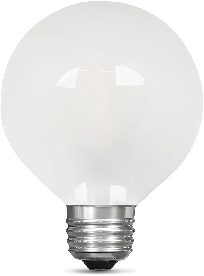 Feit Electric BPG2560/F/850/LED Decorative Frost Glass Filament LED Dimmable 60W Equivalent Daylight G25 Globe Light Bulb, White, 4.3"" h x 3.1"" d