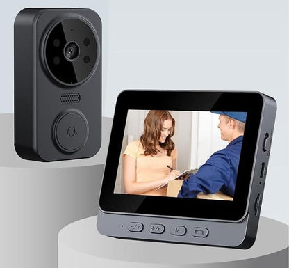Video Doorbell, Video Intercom System, Smart Video Doorbell, Wireless Video Doorbell with Camera and Monitor with 4.3 Inch 1080P HD Monitor / 170° Viewing Angle/Night Vision/Two Way Voice