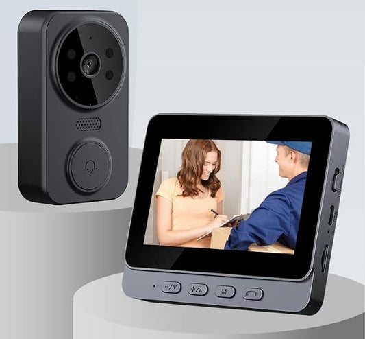 Video Doorbell, Video Intercom System, Smart Video Doorbell, Wireless Video Doorbell with Camera and Monitor with 4.3 Inch 1080P HD Monitor / 170° Viewing Angle/Night Vision/Two Way Voice