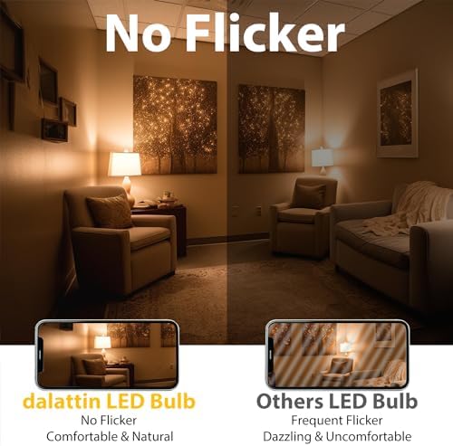 dalattin 12 Pack A19 LED Bulbs,9W Equivalent 60 Watts,E26 Base,Soft White 2700K, 800 LM, Non-Dimmable, Efficient Energy Saving Lights for Living Room,Office,80+ CRI,120V, UL Listed