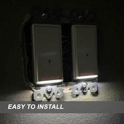 4Pack SOZULAMP Illuminated Light Switch-Esay to Install,No Neutral Wire,Single-Pole Paddle Rocker Lightswitch with Night Light,15Amp 120/277Volt,Glossy White