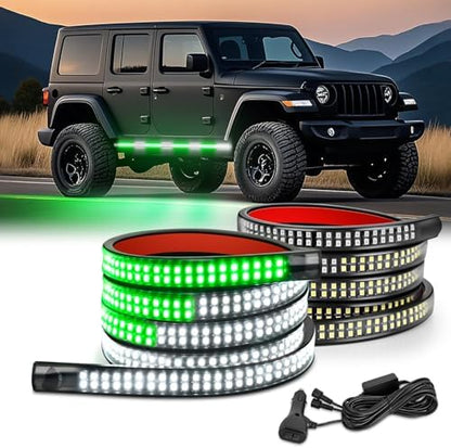 Nilight 2PCS 70 Inch Running Board LED Lights Strip Green White for Truck