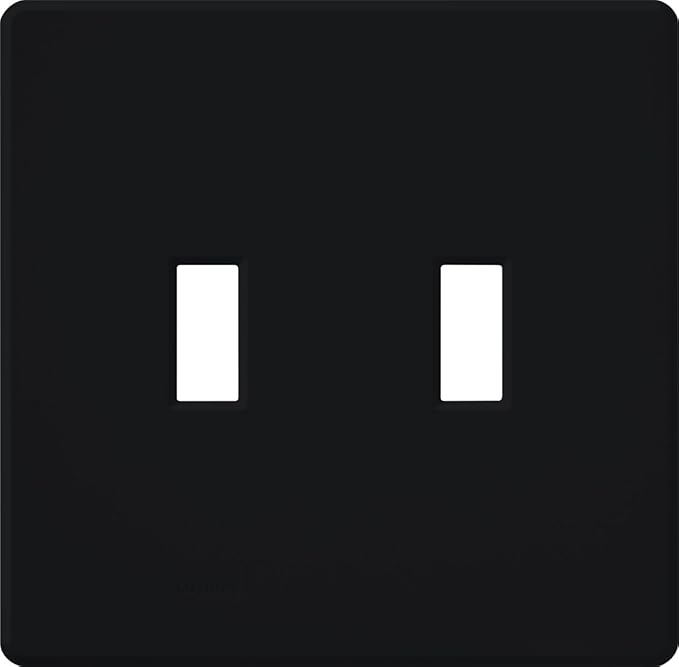 Lutron Fassada 2 Gang Wallplate for Toggle-Style Dimmers and Switches, FG-2-BL, Black (1-Pack)