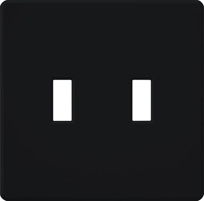 Lutron Fassada 2 Gang Wallplate for Toggle-Style Dimmers and Switches, FG-2-BL, Black (1-Pack)