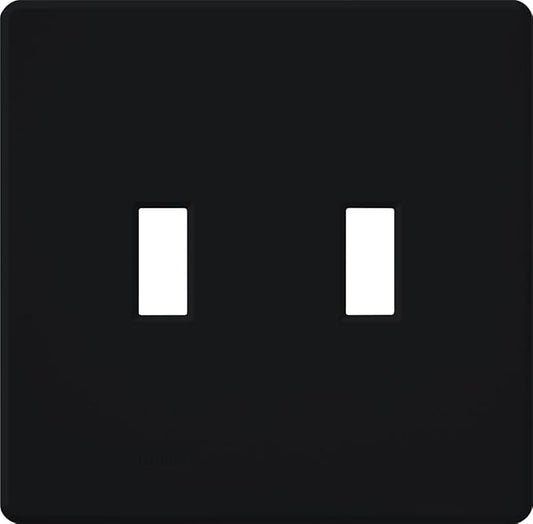 Lutron Fassada 2 Gang Wallplate for Toggle-Style Dimmers and Switches, FG-2-BL, Black (1-Pack)