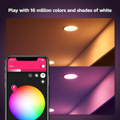 Philips Hue Smart Retrofit Recessed 5/6 Inch LED Downlight 1 Pack - White & Color Ambiance Color-Changing Light 1100LM - Control with Hue App - Compatible with Alexa, Google Assistant & Apple Homekit